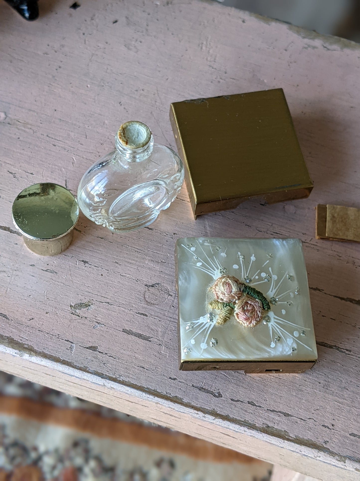 1950s Perfume Bottle & Travel Case Boudoir Vanity Accessory