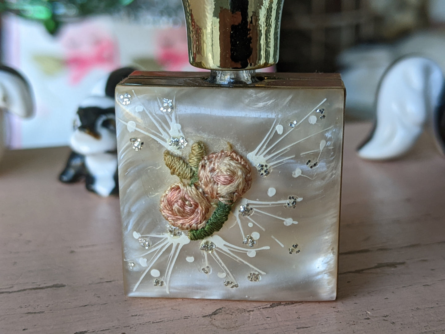 1950s Perfume Bottle & Travel Case Boudoir Vanity Accessory
