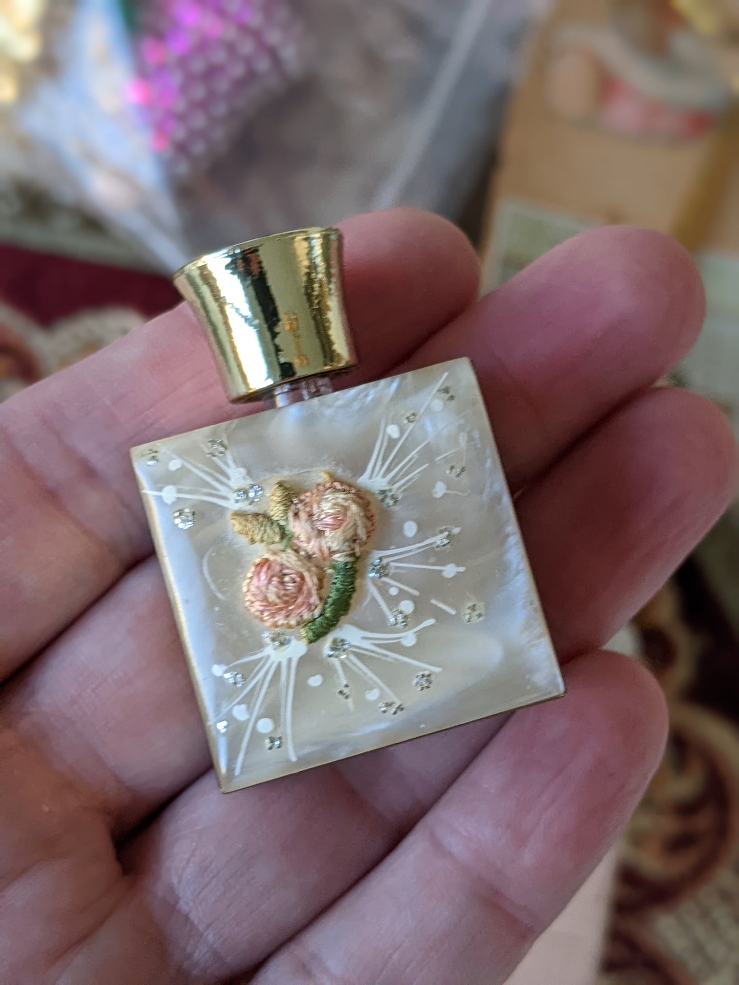 1950s Perfume Bottle & Travel Case Boudoir Vanity Accessory