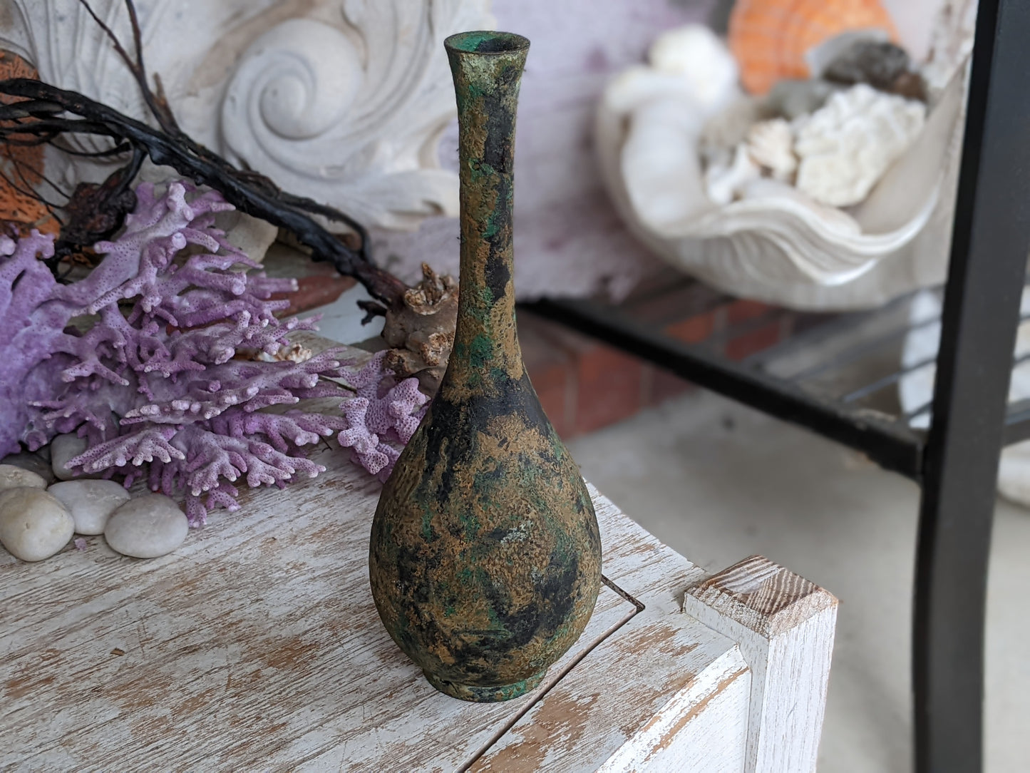Mid-Century Japanese Metal Teardrop Vase **Ikebana **Amazing Condition