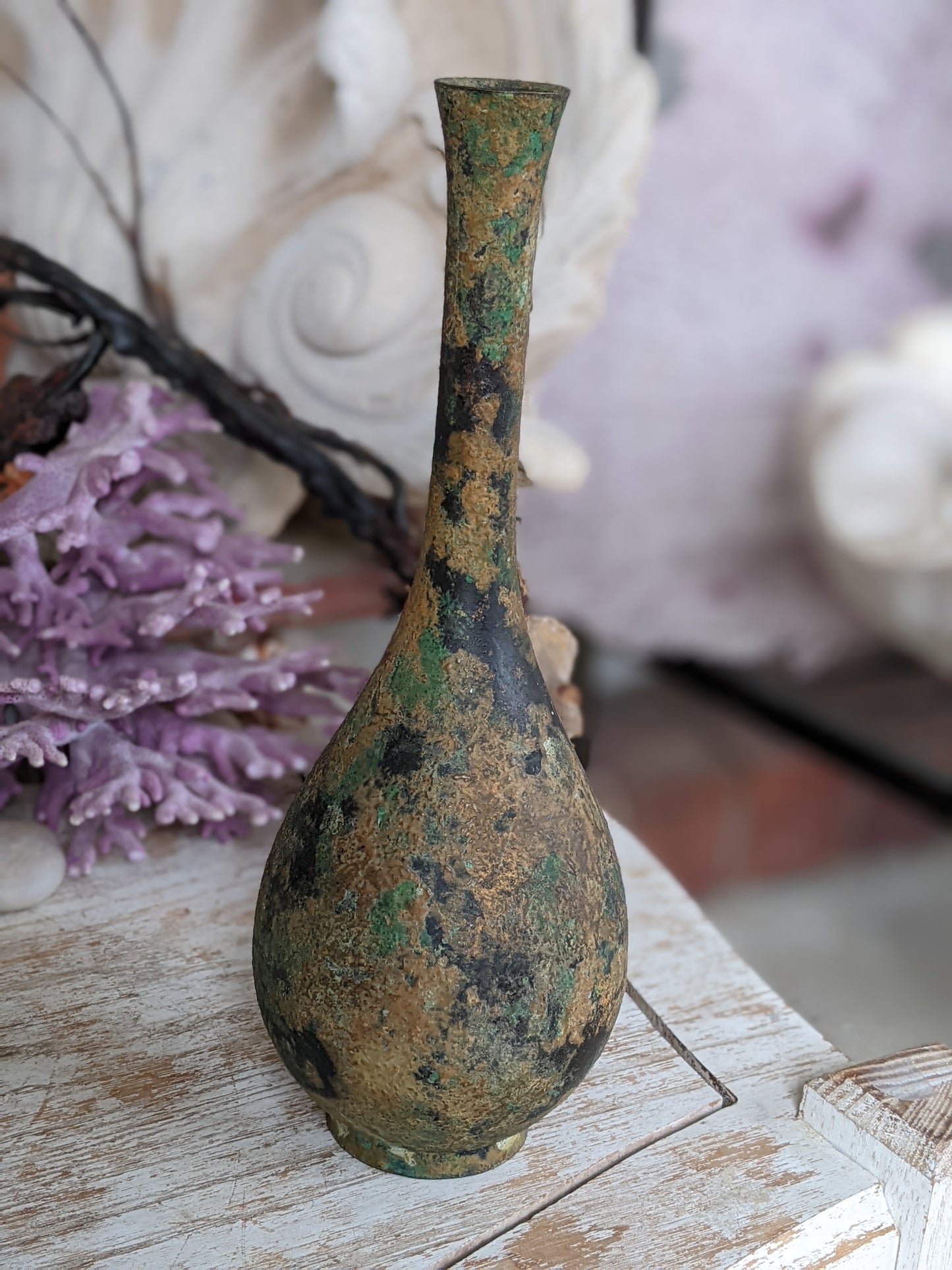 Mid-Century Japanese Metal Teardrop Vase **Ikebana **Amazing Condition