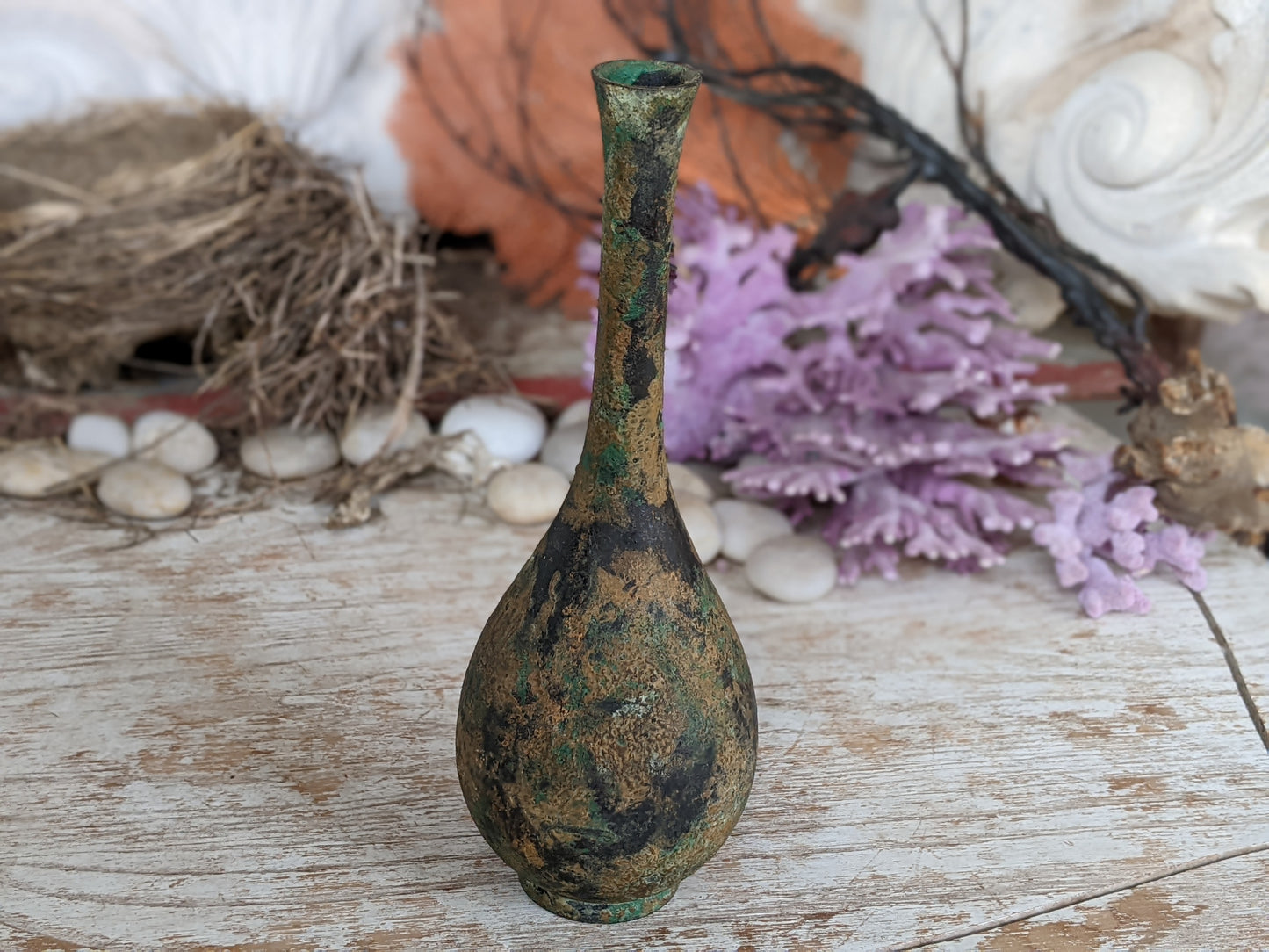 Mid-Century Japanese Metal Teardrop Vase **Ikebana **Amazing Condition