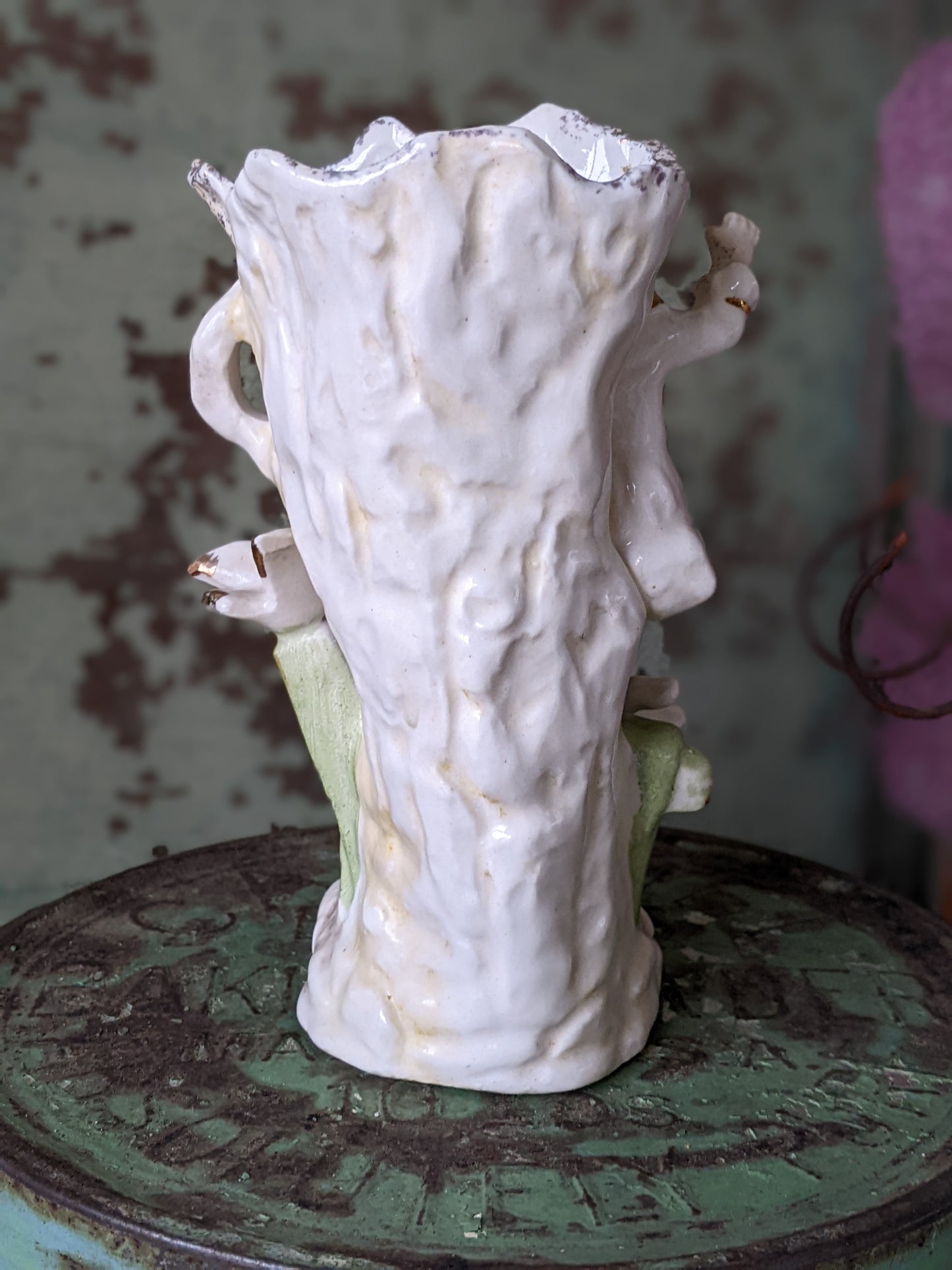 1950s Bud Vase of Child Playing w Dog **Japanese Import **Golden Shoe