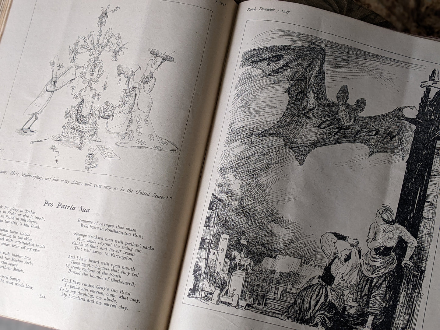 1947 Punch July-December Collection 630 Pages Hardcover Made in London England