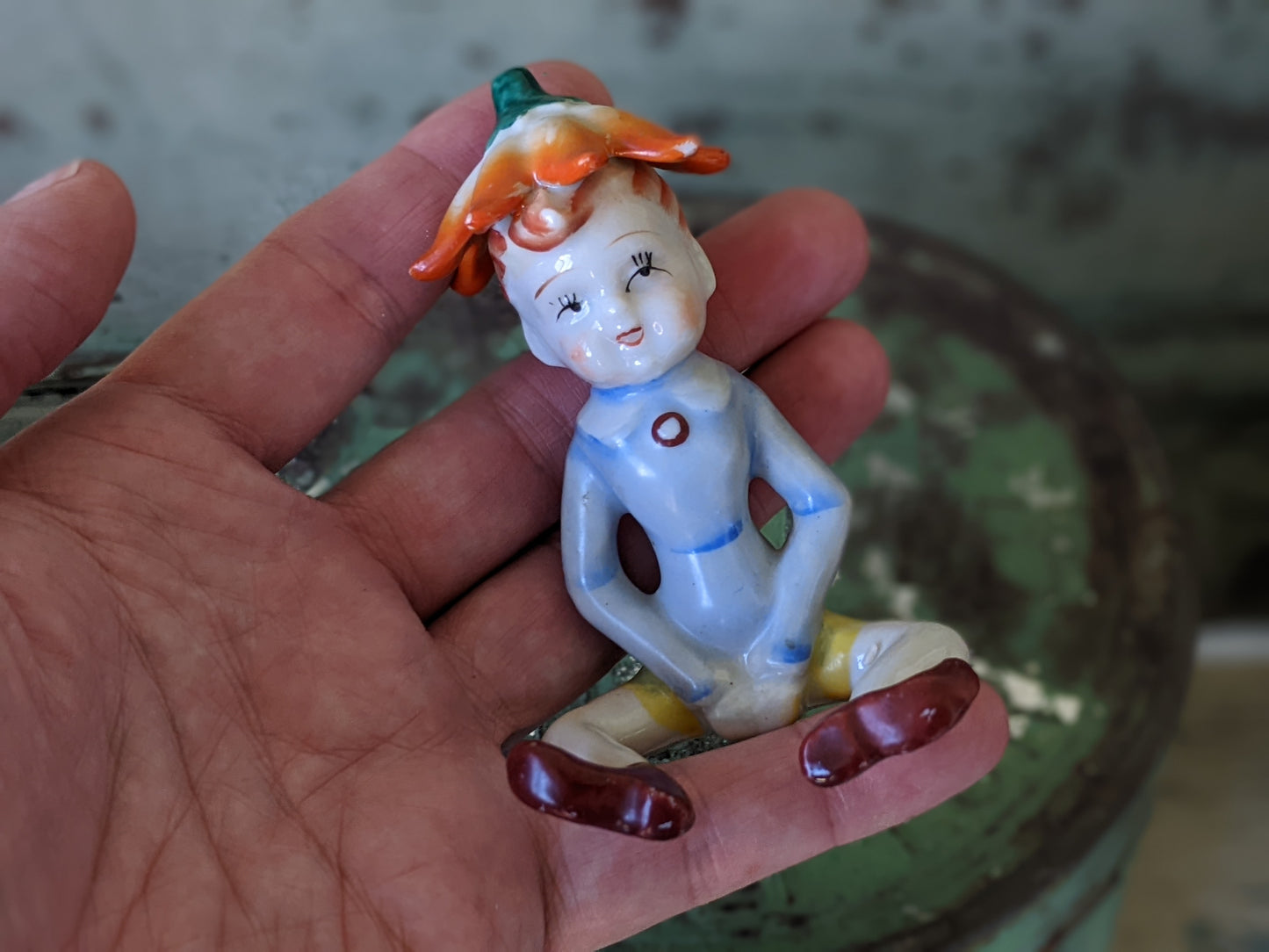 1950s Flower Blossom Pixie Elf Sitting Made In Japan **Mysterious