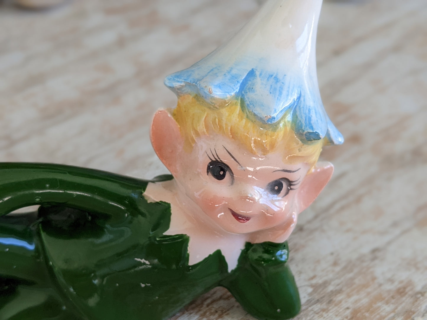 1950s Pixie Elf Blue Flower Blossom Made In Japan