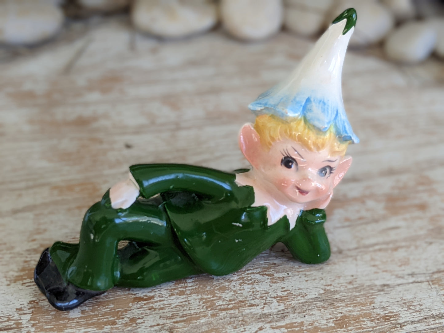 1950s Pixie Elf Blue Flower Blossom Made In Japan