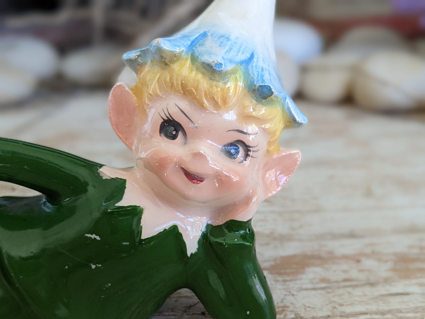 1950s Pixie Elf Blue Flower Blossom Made In Japan