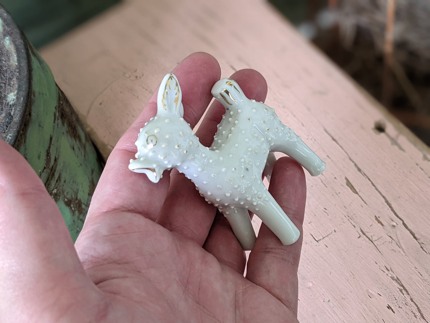 1950s Rare Stubbled Deer White Gold Japan **Amazingly Odd