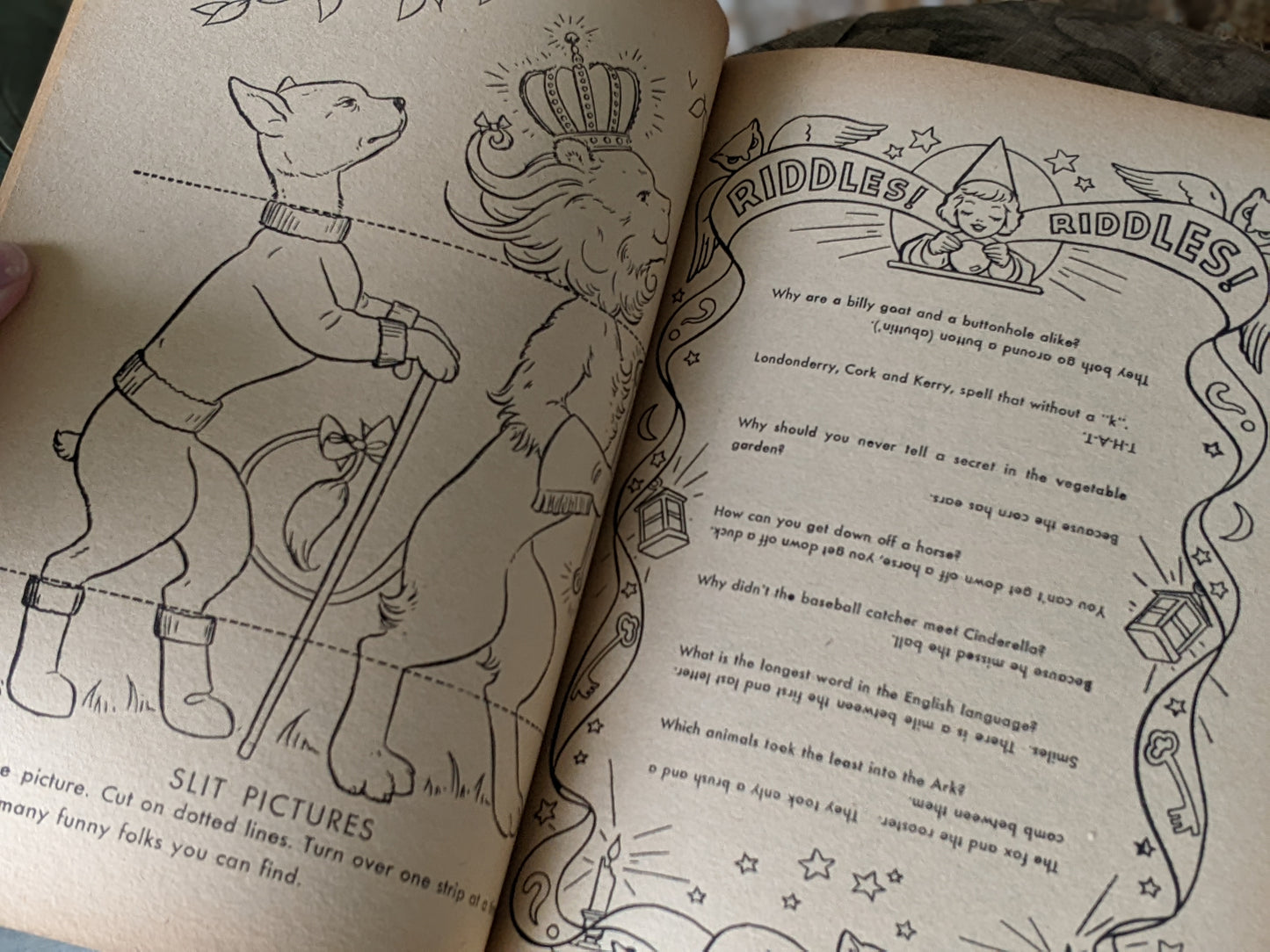 1949 Rainy Day Fun Activity Puzzles Coloring Book By Merrill #1574-15 **Amazing & Unused 48 Double-sided Pages