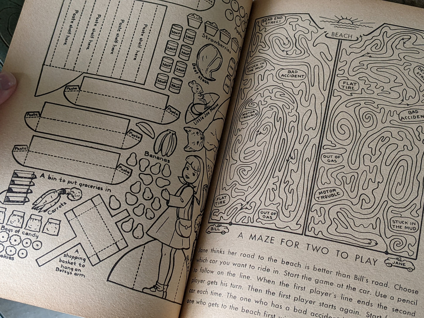 1949 Rainy Day Fun Activity Puzzles Coloring Book By Merrill #1574-15 **Amazing & Unused 48 Double-sided Pages