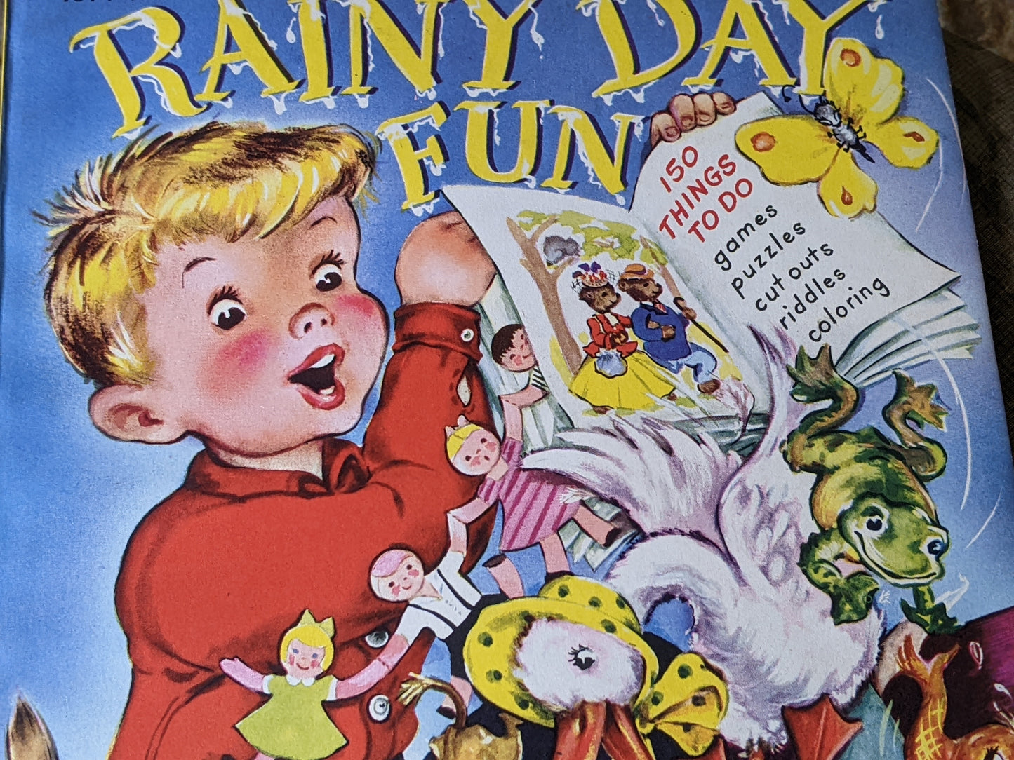 1949 Rainy Day Fun Activity Puzzles Coloring Book By Merrill #1574-15 **Amazing & Unused 48 Double-sided Pages