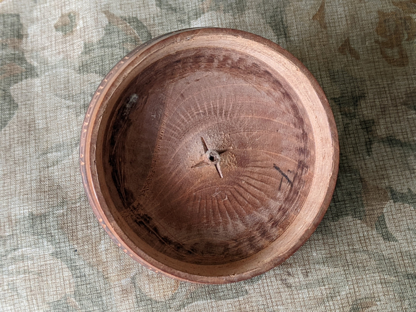 Vintage Wooden Hand Lacquered Marquetry Trinket Powder Box