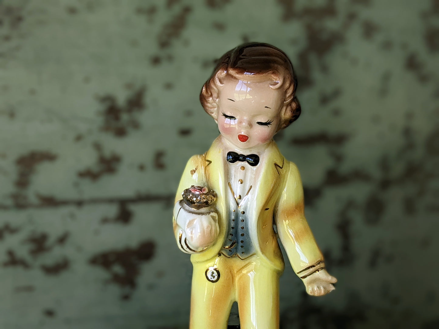 1950s Arnart Yellow Tuxedo Rose Corsage Gentleman **Adorable!!