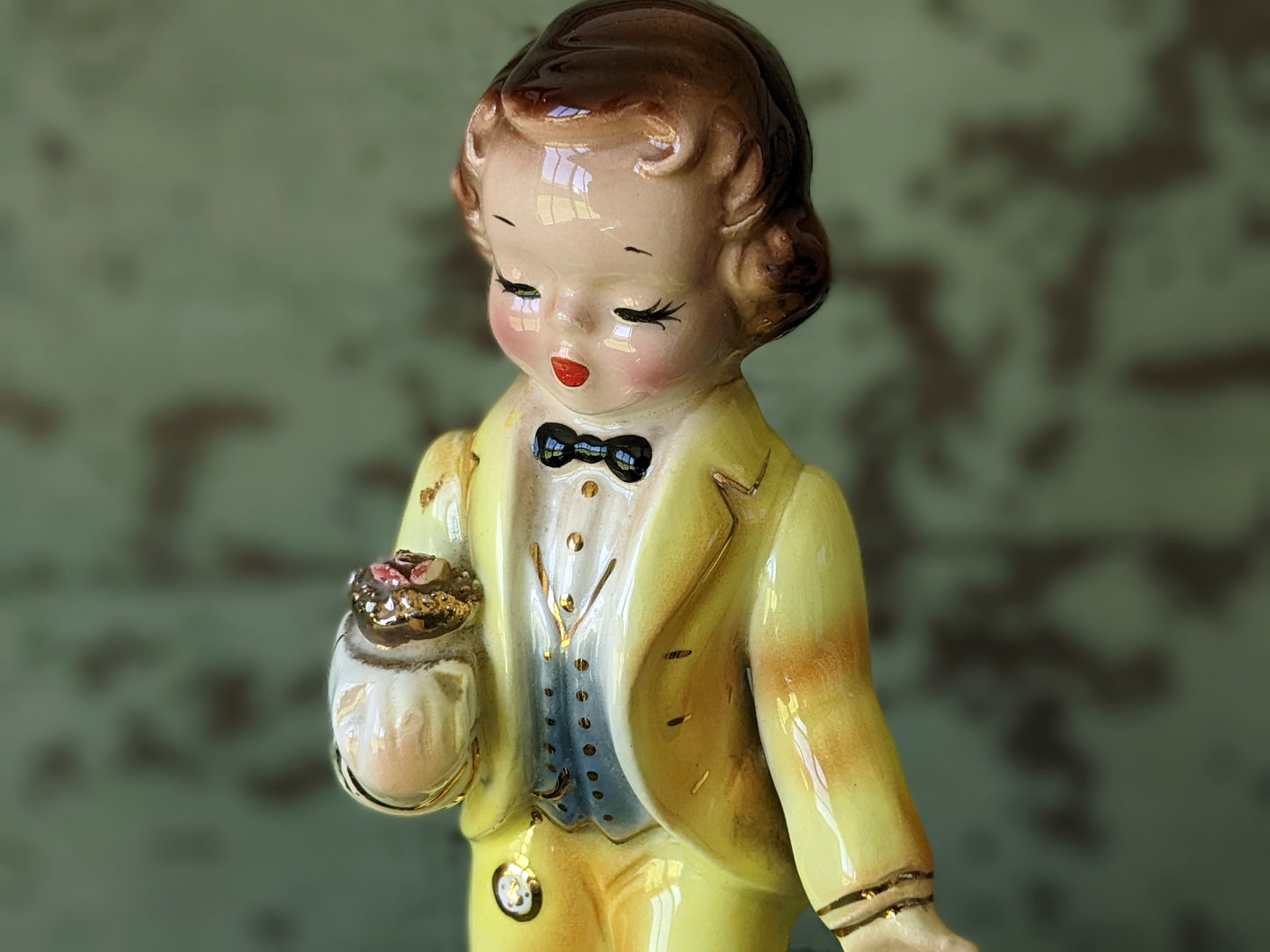 1950s Arnart Yellow Tuxedo Rose Corsage Gentleman **Adorable!!