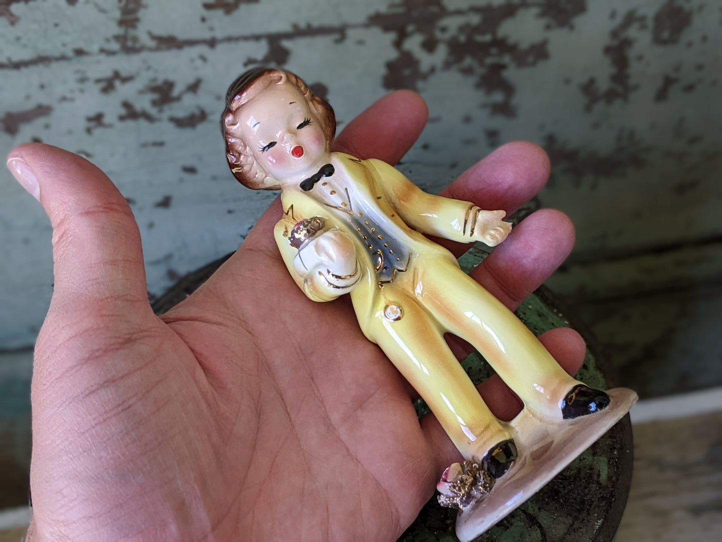 1950s Arnart Yellow Tuxedo Rose Corsage Gentleman **Adorable!!
