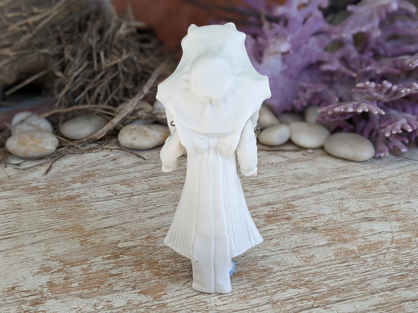 1900's Rare Bonnet Bisque Wire Jointed Doll Long Dress **Early in Rare Condition