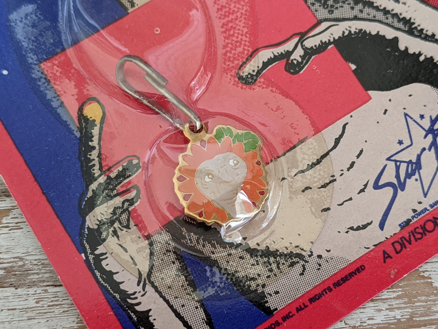 1982 E.T. Zipper Charm "Flower Pot" E.T. Enamel Charm by Star Power **Sealed & Unpunched