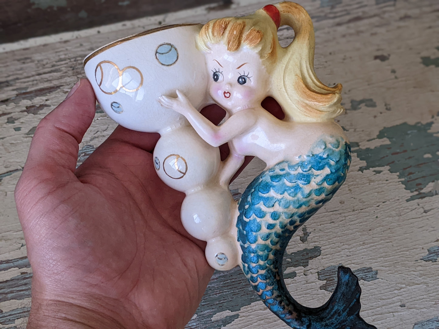 1950s Mermaid Wall Pocket by Napco **Kitschy Cute **Rare Quality!!