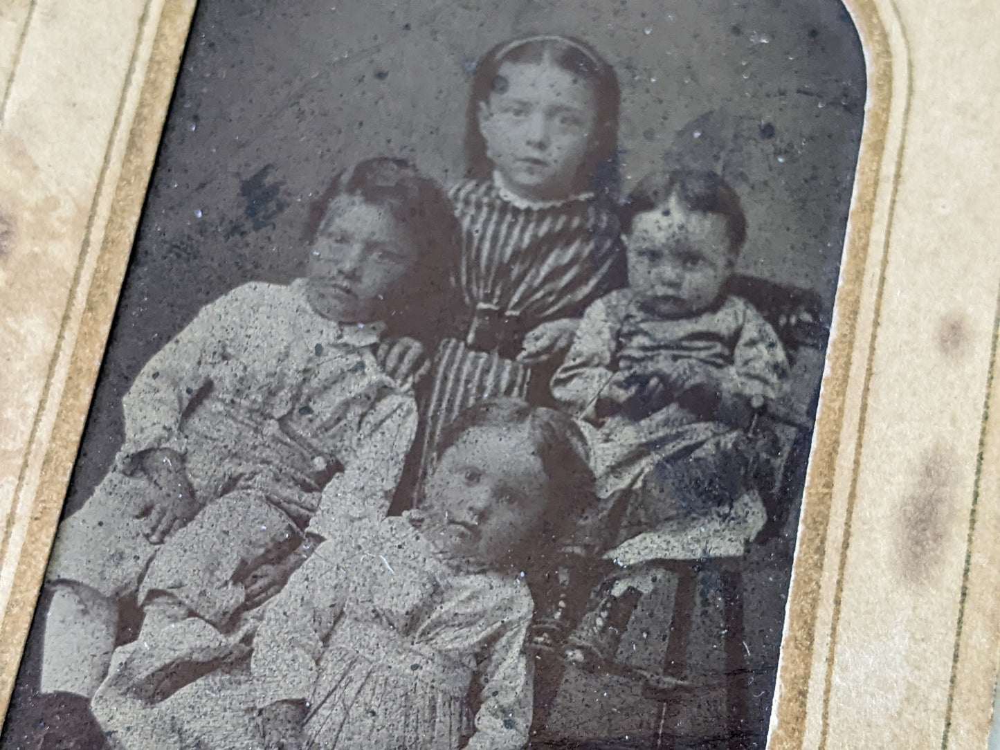 Vintage Tintype Studio Portrait of Odonnal Children