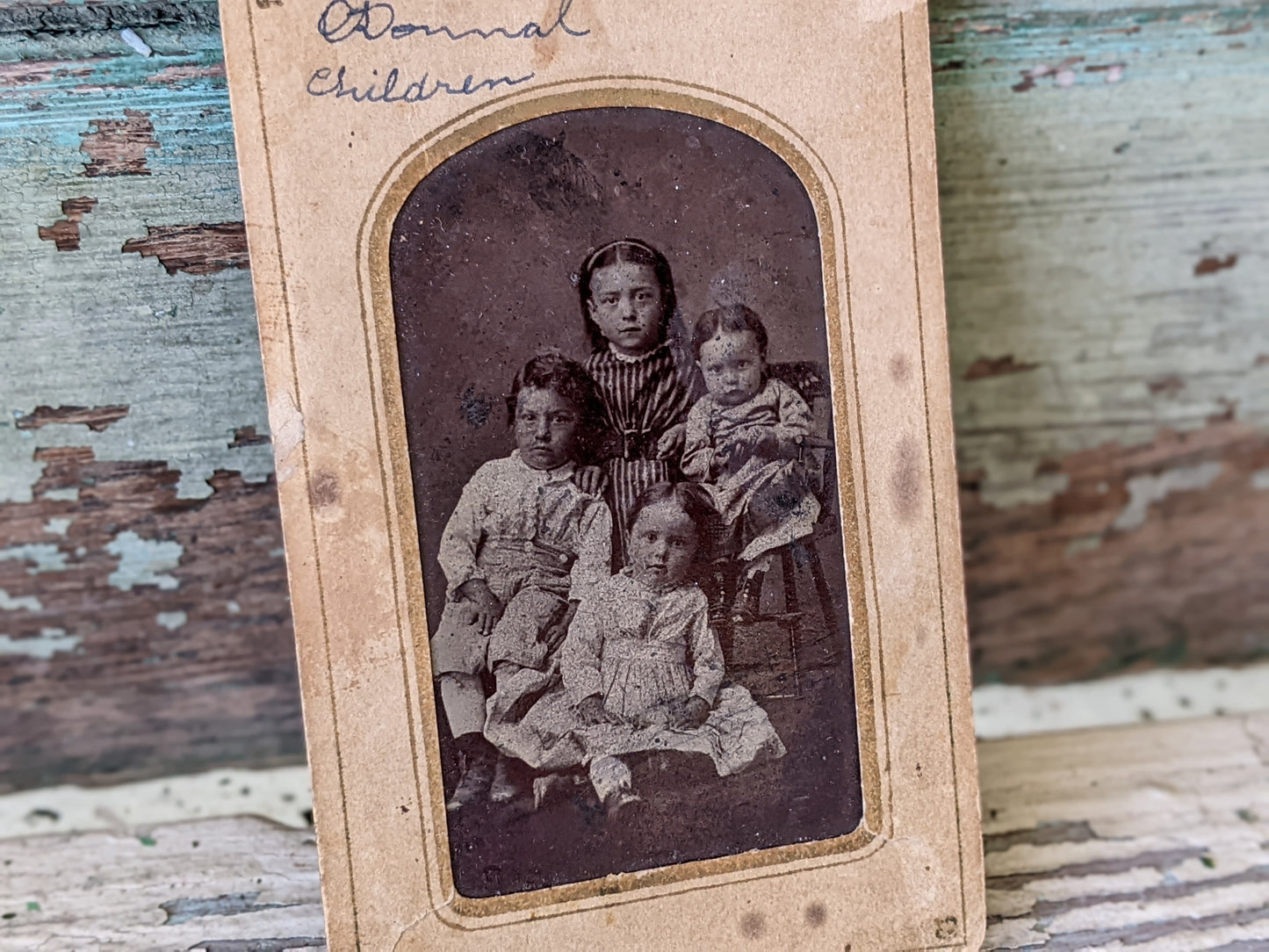 Vintage Tintype Studio Portrait of Odonnal Children
