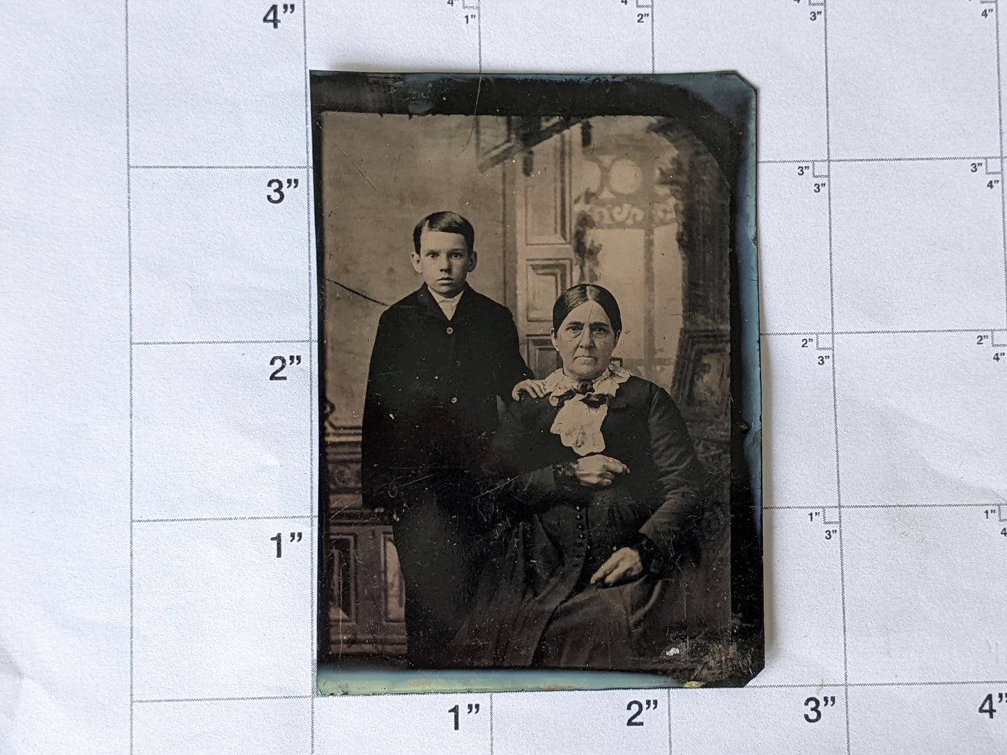 Vintage Tintype Generations Portrait Grandchild Grandmother