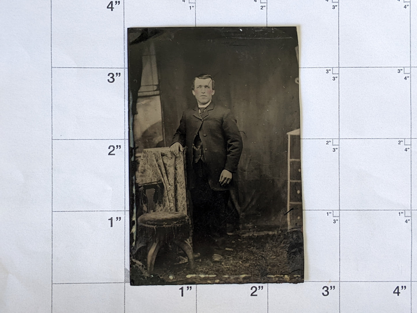 Vintage Tintype Young Mans Studio Portrait