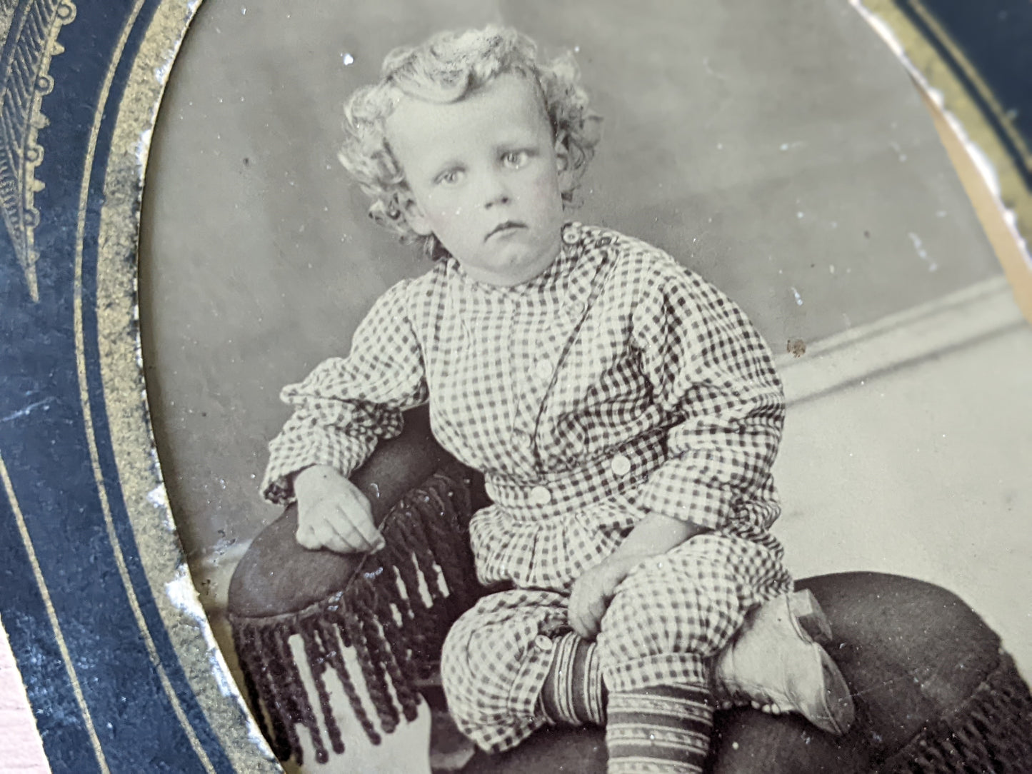 Vintage Tintype Studio Portrait Young Child