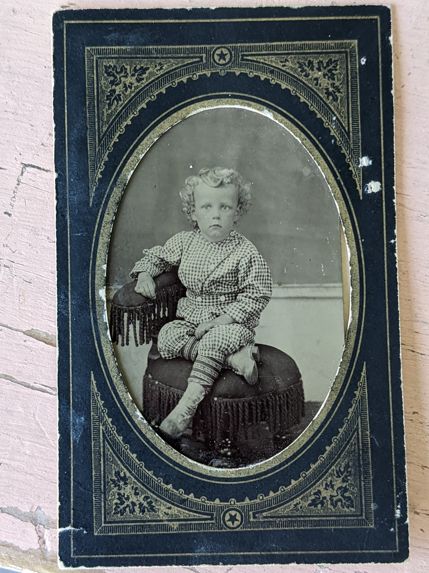 Vintage Tintype Studio Portrait Young Child