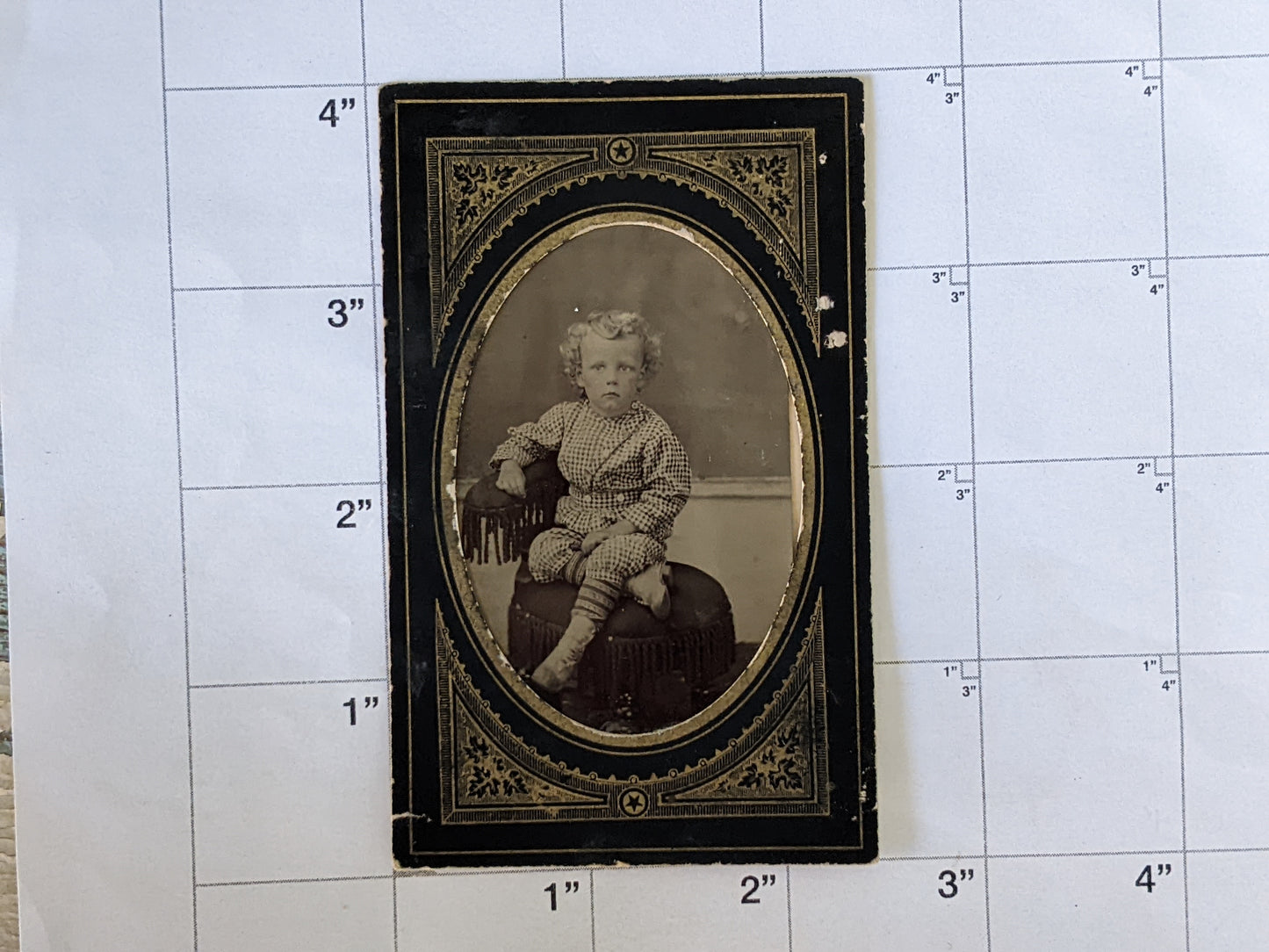 Vintage Tintype Studio Portrait Young Child
