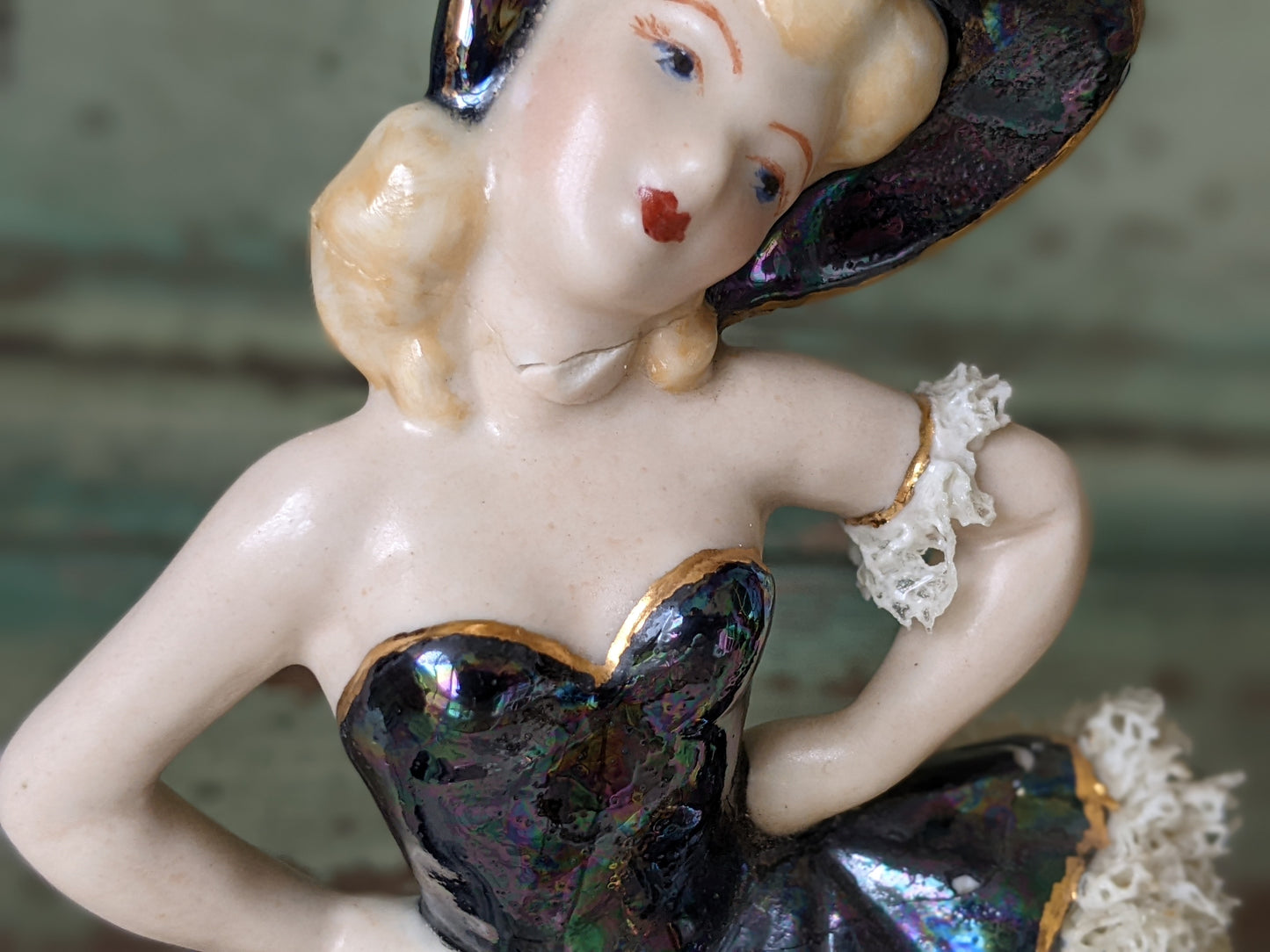 1950s Jamar Mallory **Rare Unmarked Lusterware Figurines Set of 2 **Amazing Find!!
