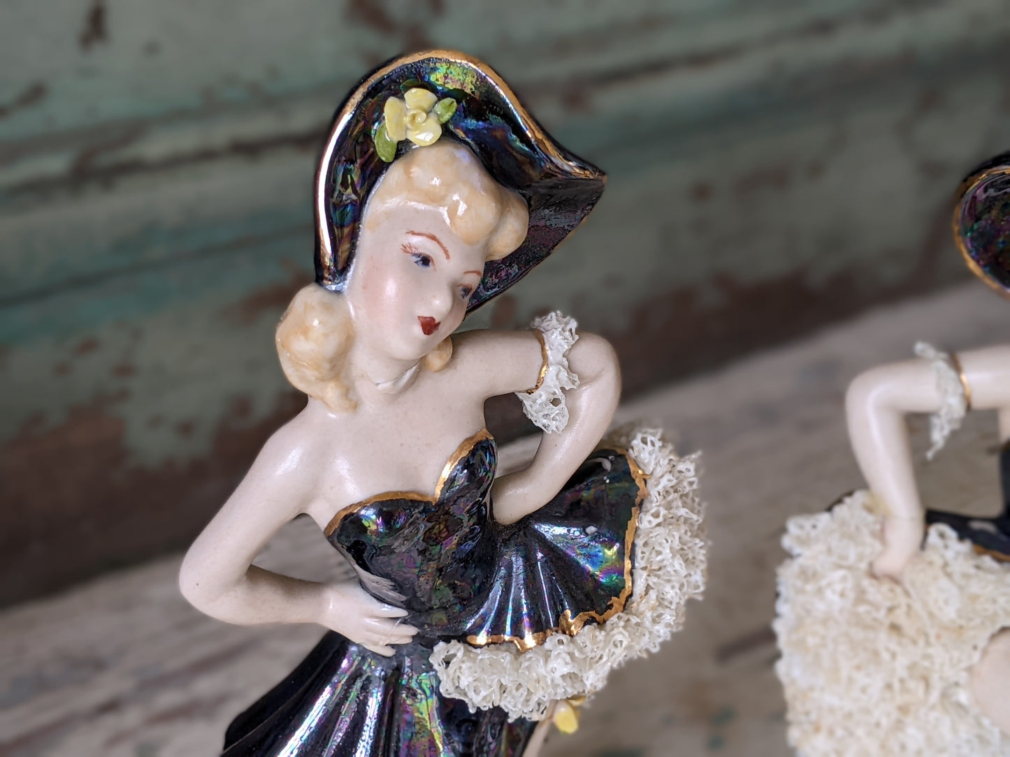 1950s Jamar Mallory **Rare Unmarked Lusterware Figurines Set of 2 **Amazing Find!!