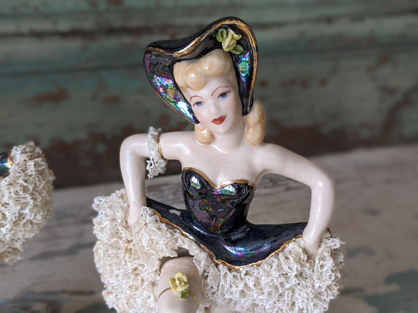 1950s Jamar Mallory **Rare Unmarked Lusterware Figurines Set of 2 **Amazing Find!!