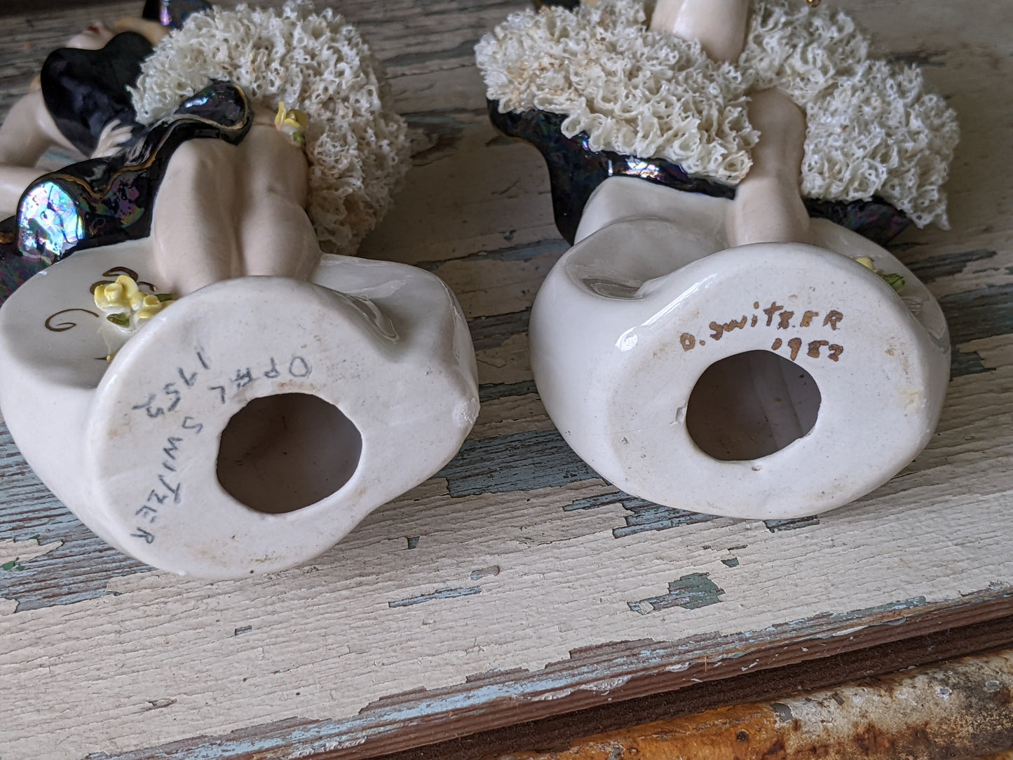 1950s Jamar Mallory **Rare Unmarked Lusterware Figurines Set of 2 **Amazing Find!!