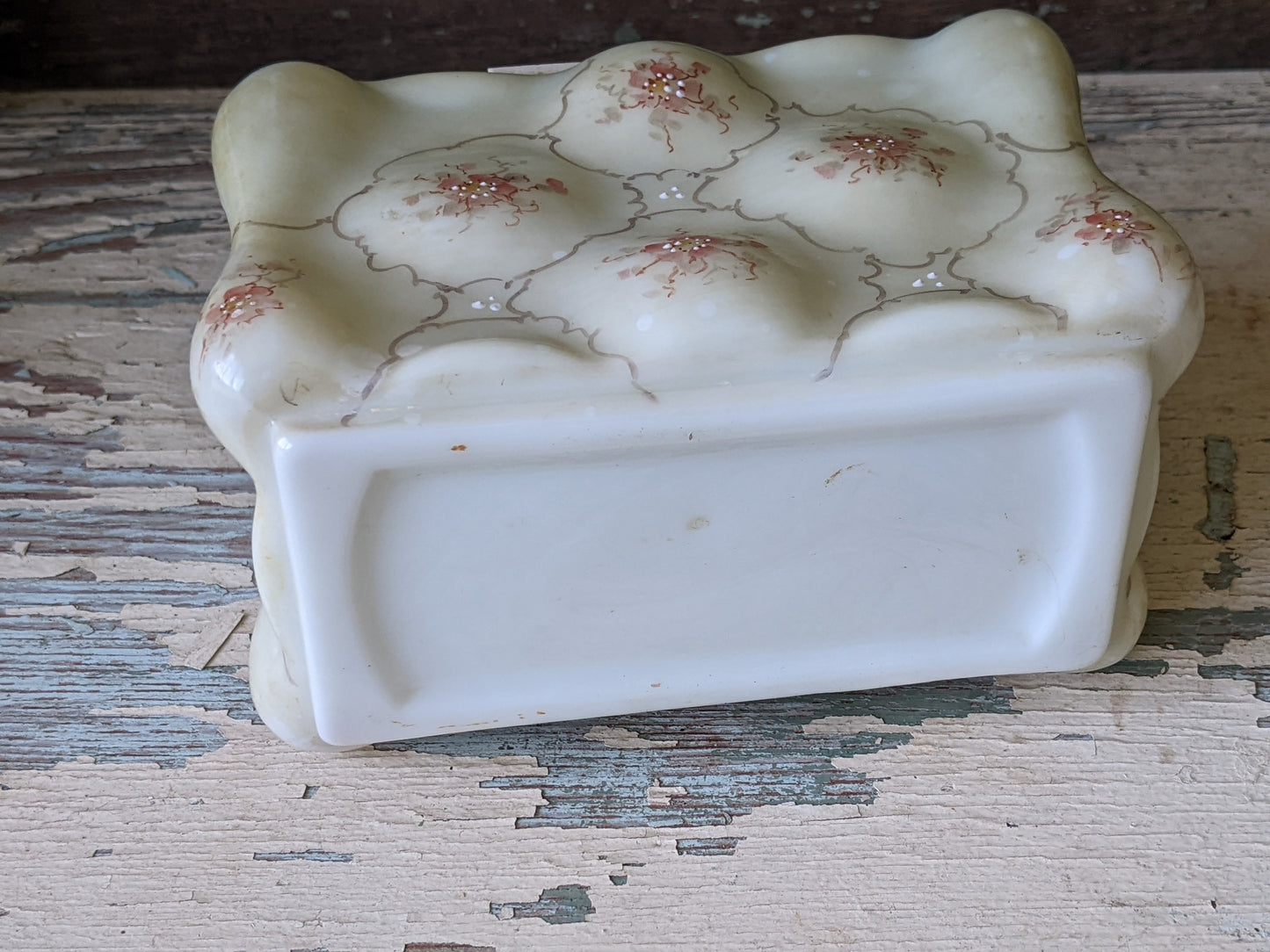 1890s - 1910s C.F. Monroe Wavecrest Victorian Glass Letter Box **Hand Painted Glass & Brass