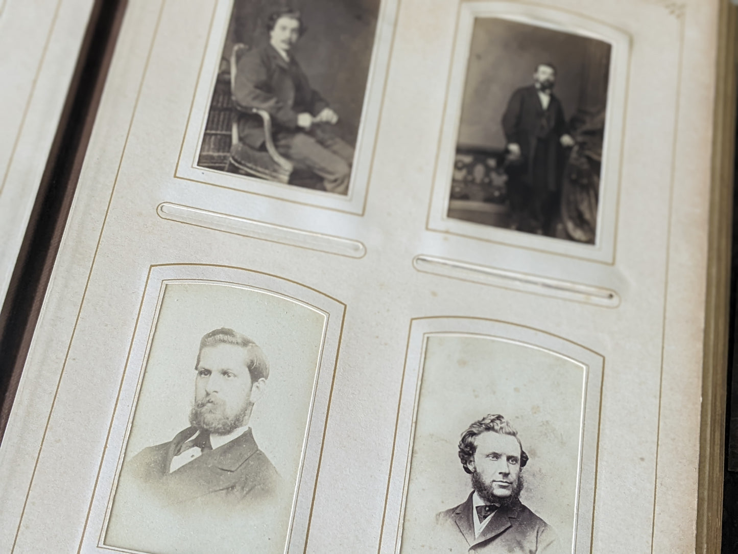 1800s Antique Family Photo Album Victorian Leather Original Photographs !! Amazing Historical Portraits Beautiful Reference Photography !!