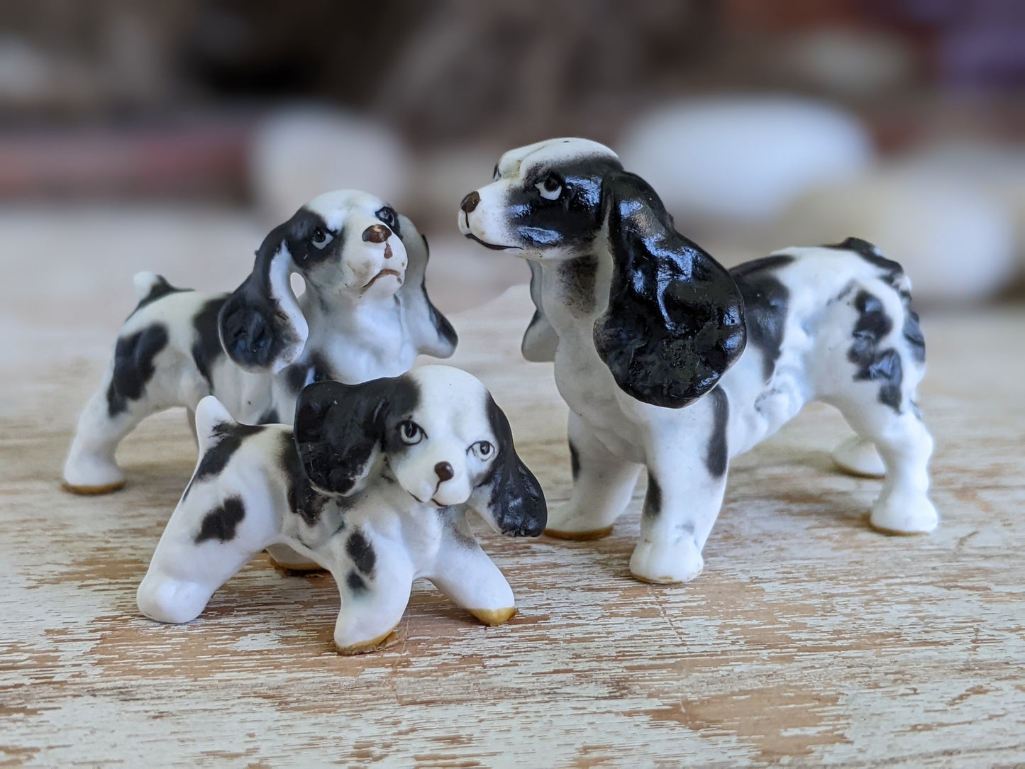 1950s Cocker Spaniel Family Bone China Japan **Set of 3