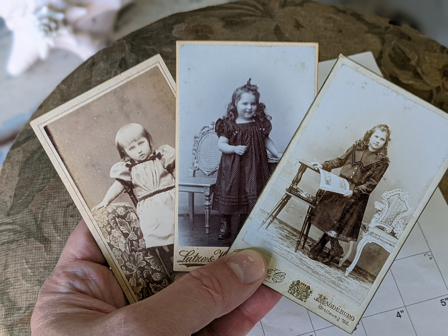 Vintage Cabinet Card Photographs Young Womans Portrait Different Ages