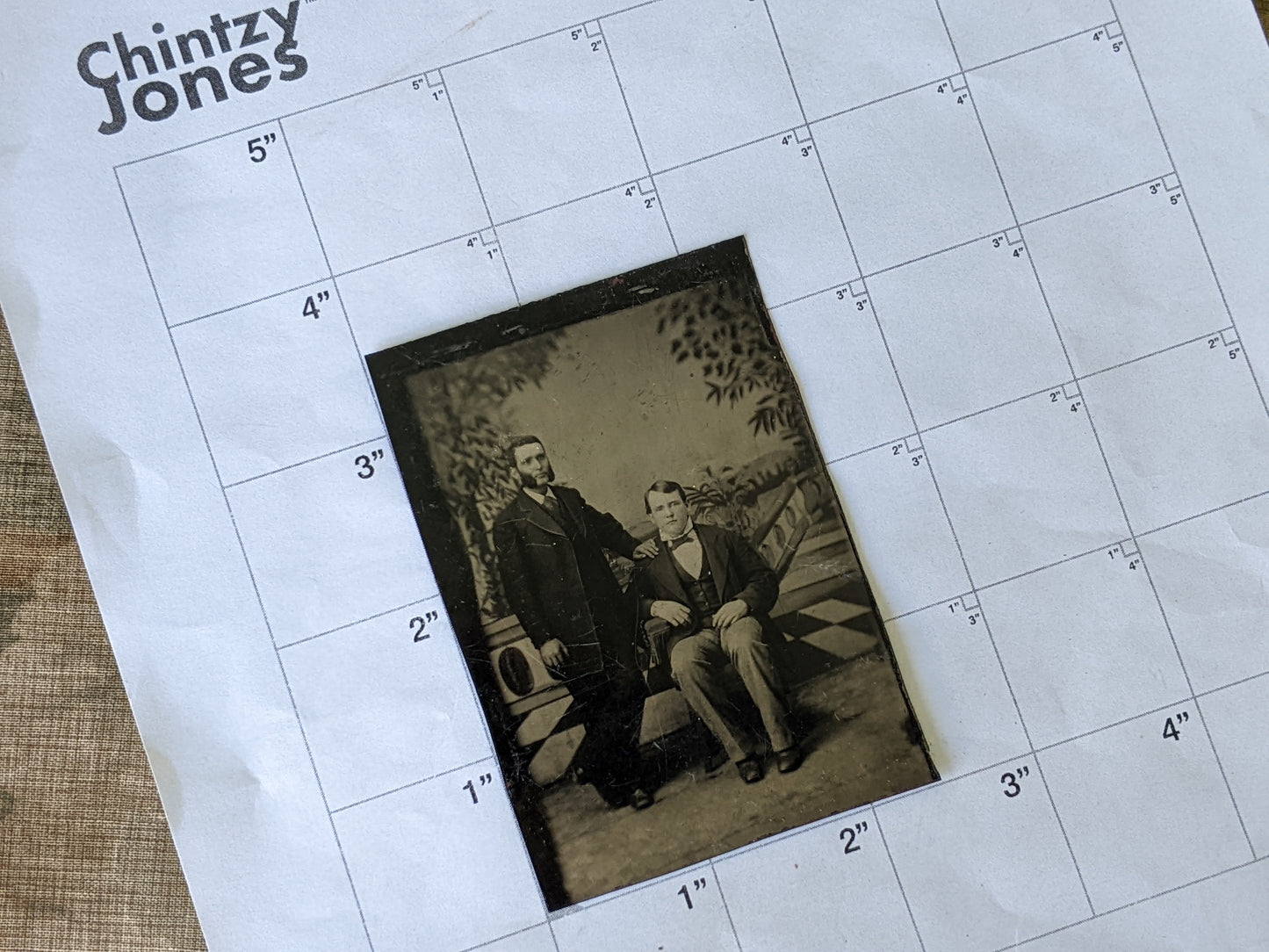 Vintage Tintype Studio Portrait Two Men