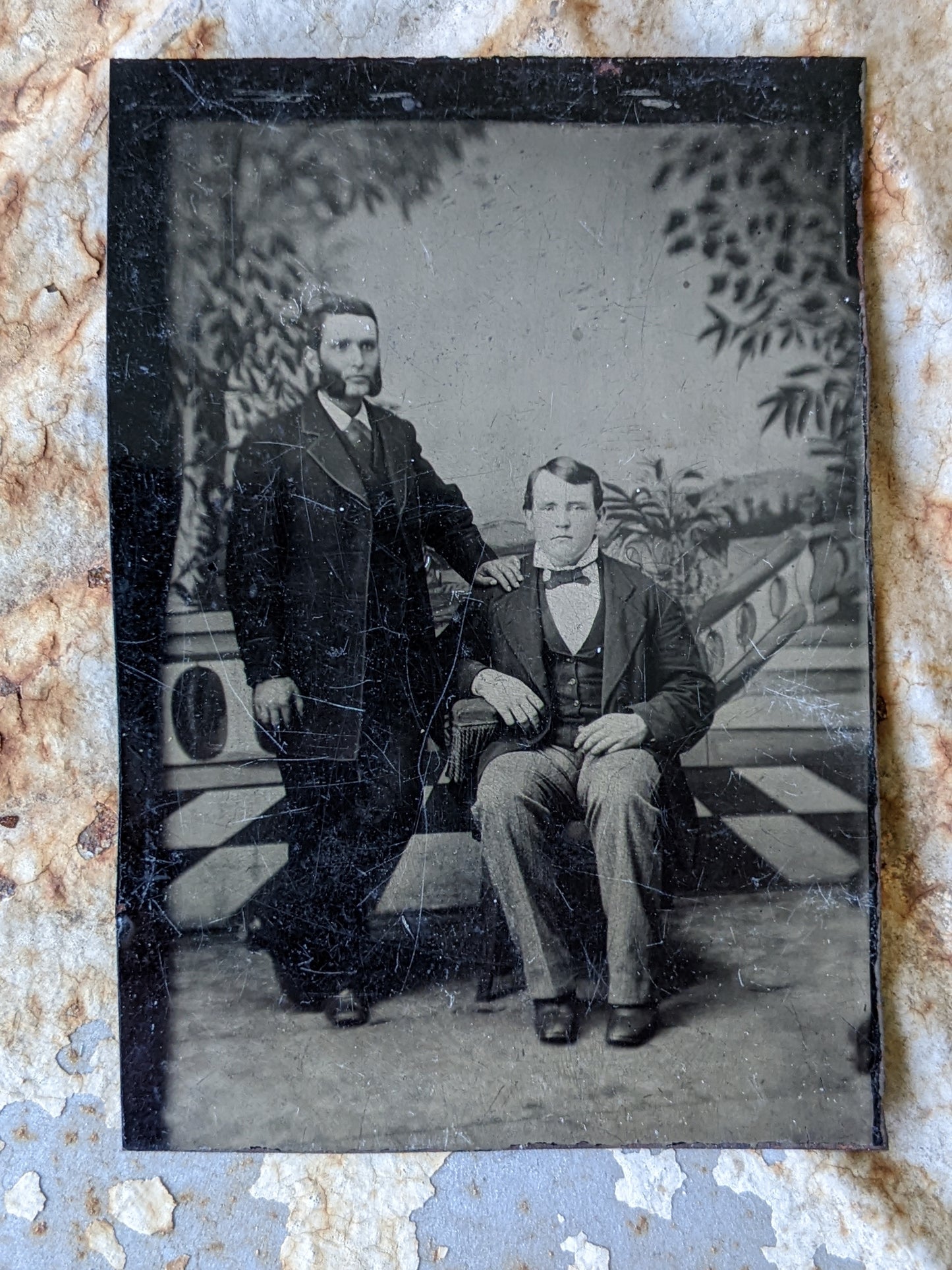 Vintage Tintype Studio Portrait Two Men