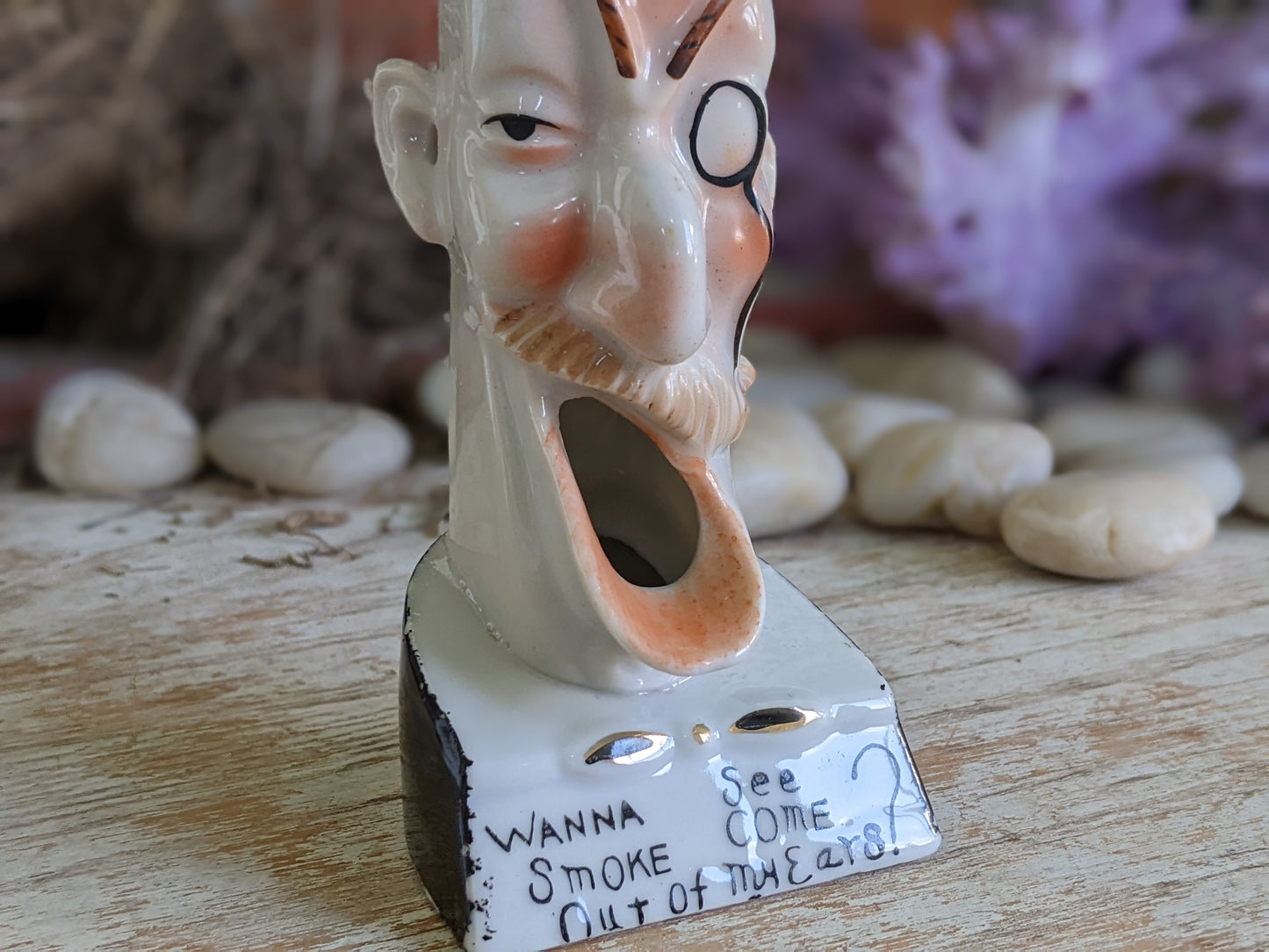 1910s Schafer & Vater Ashtray *Out of My Ears* W Top Hat