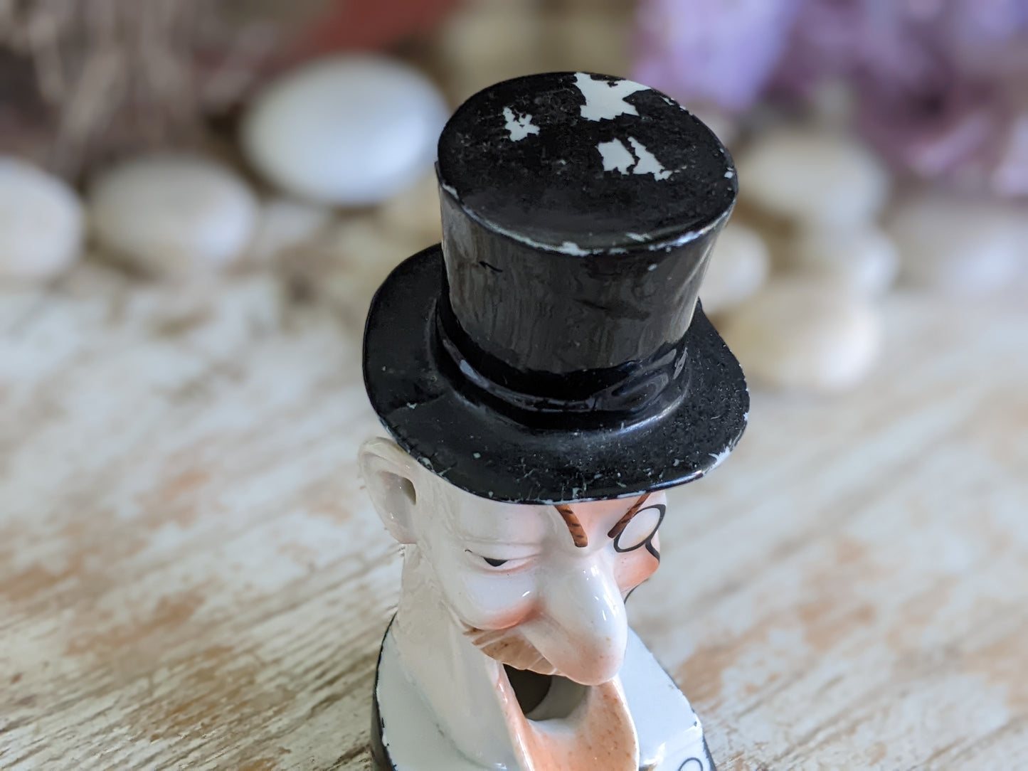 1910s Schafer & Vater Ashtray *Out of My Ears* W Top Hat