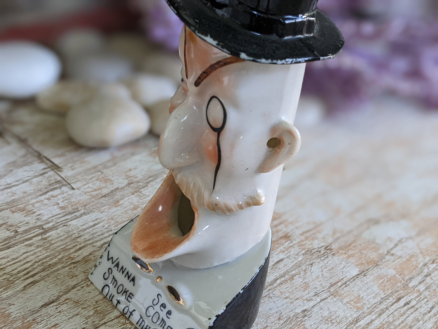 1910s Schafer & Vater Ashtray *Out of My Ears* W Top Hat