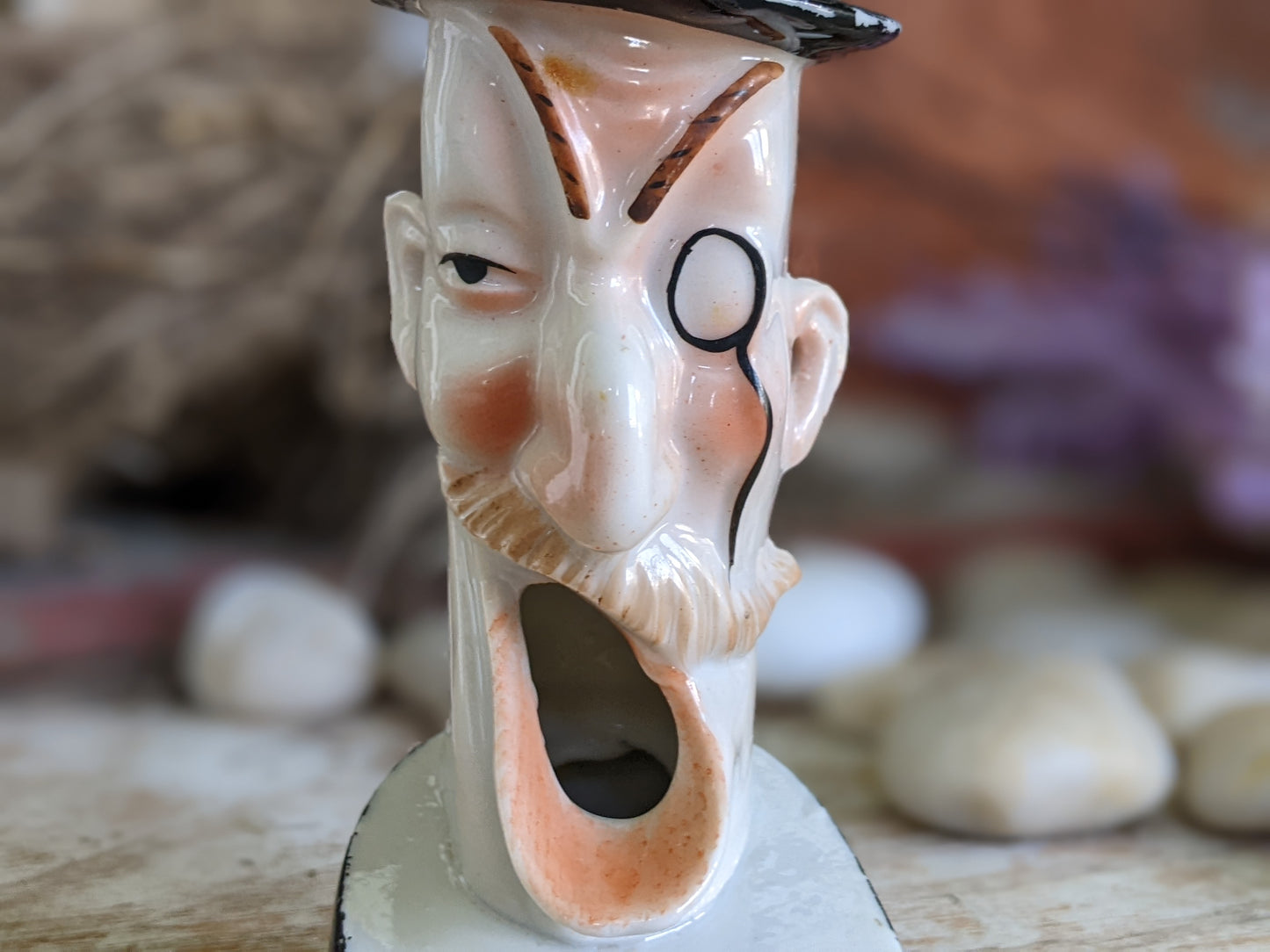1910s Schafer & Vater Ashtray *Out of My Ears* W Top Hat
