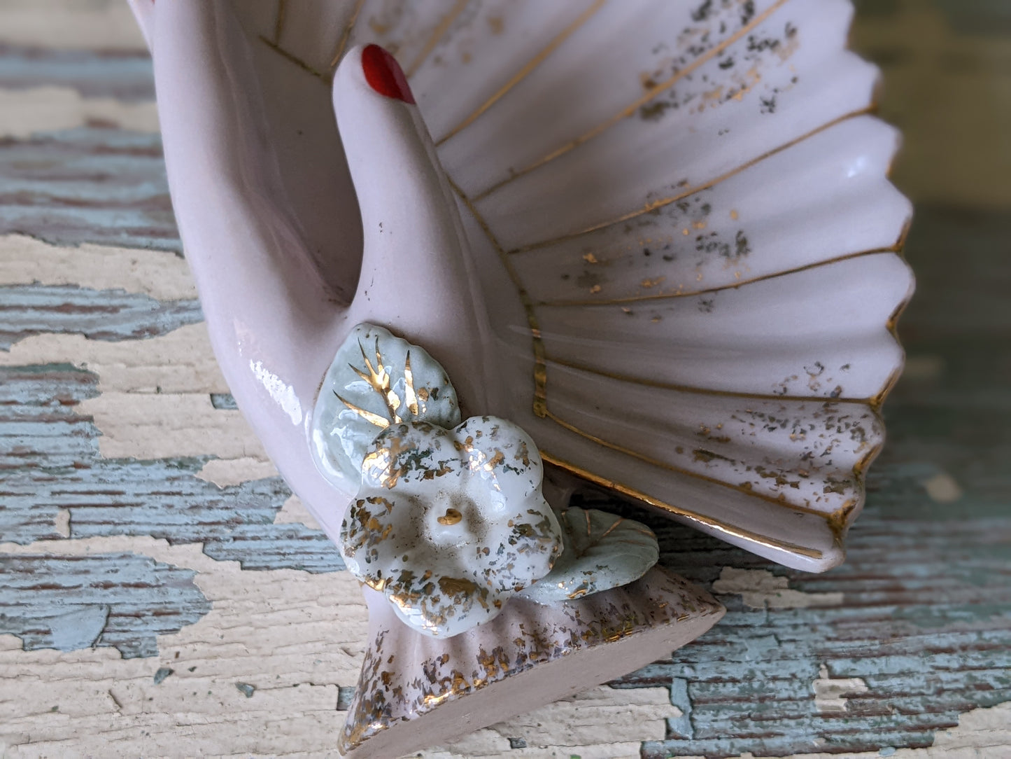 1950s Trinket Ring Dish Jewelry Tray Fan Oriental Asian !! Awesome Vintage Gifts !! Beautifully Crafted !!