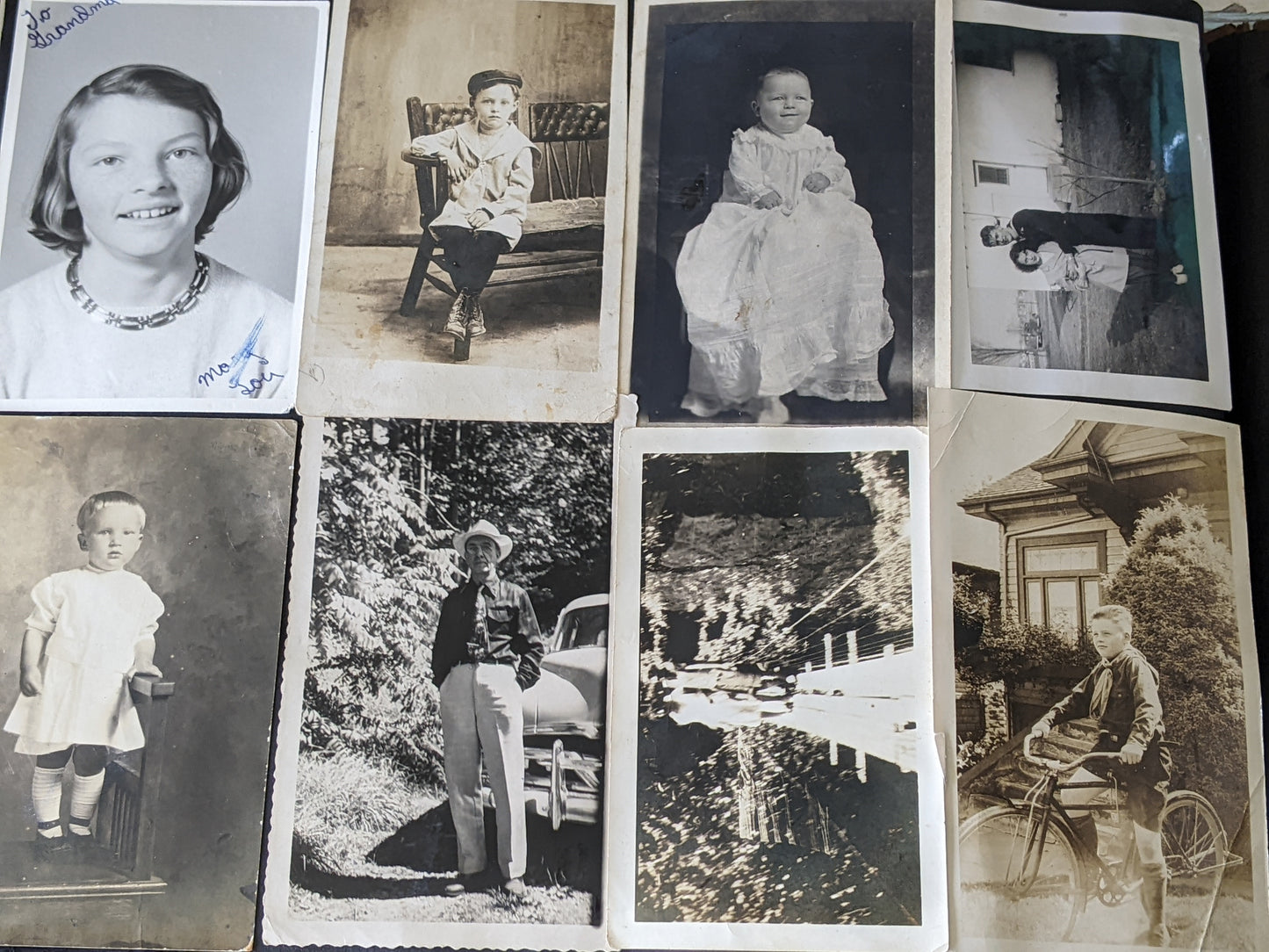 Vintage Photo Album w Over 200+ Photos of Family Leather Cover