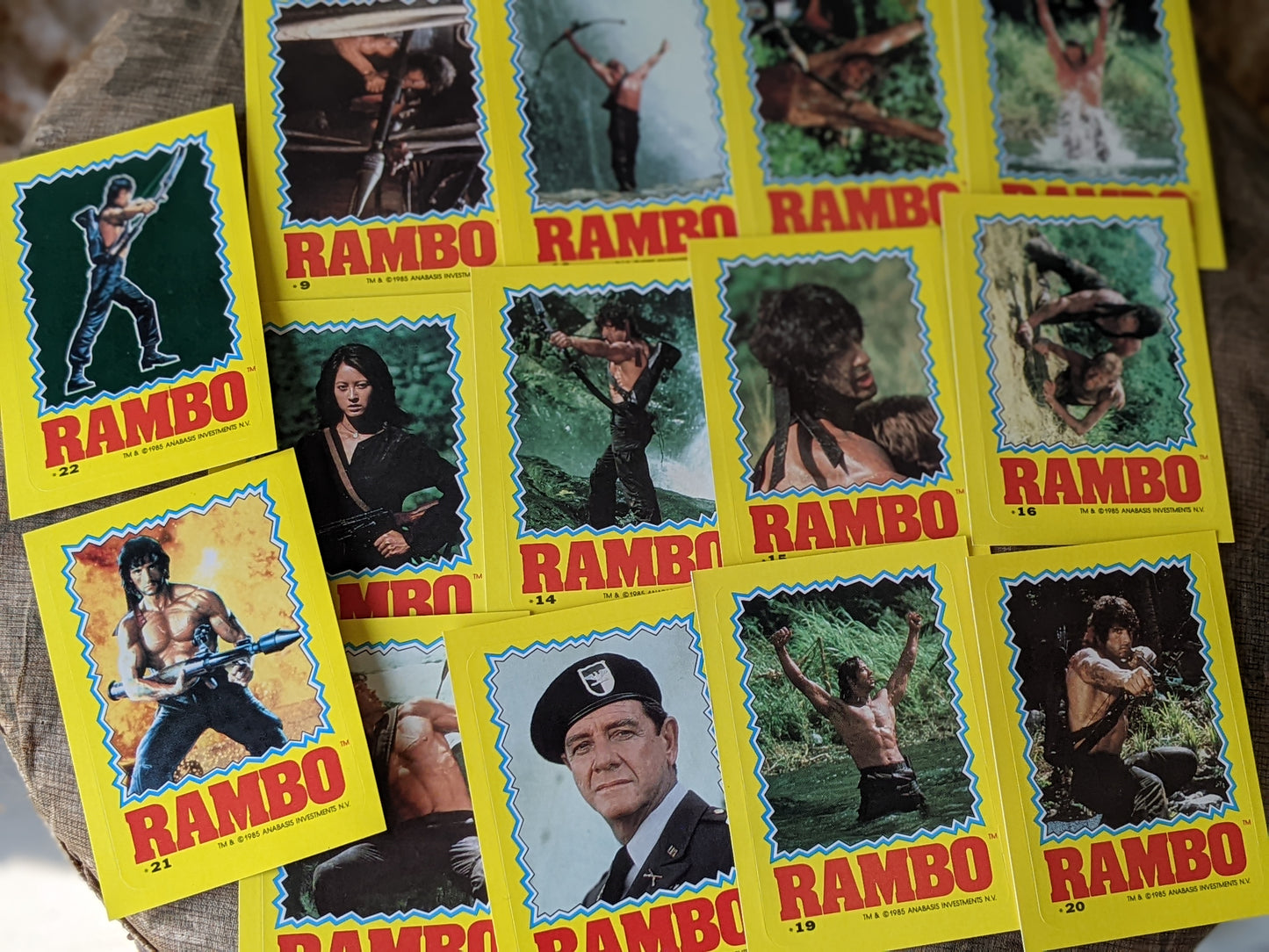 1985 RAMBO First Blood Part 2 Complete 22 Sticker Set by Topps