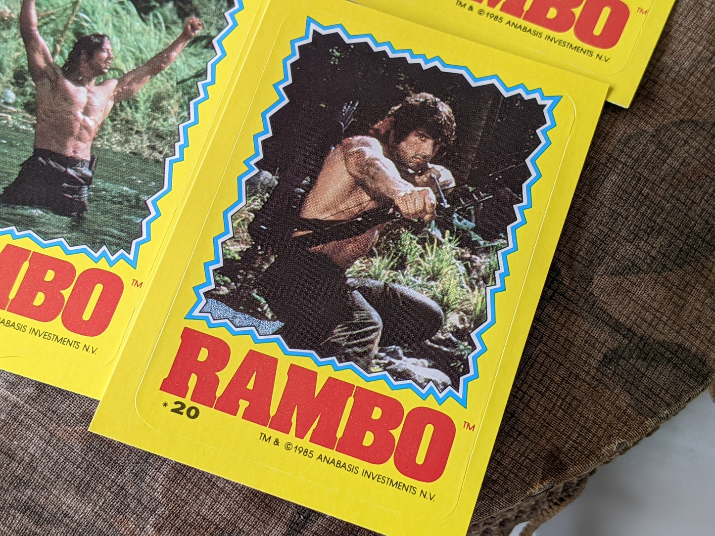 1985 RAMBO First Blood Part 2 Complete 22 Sticker Set by Topps