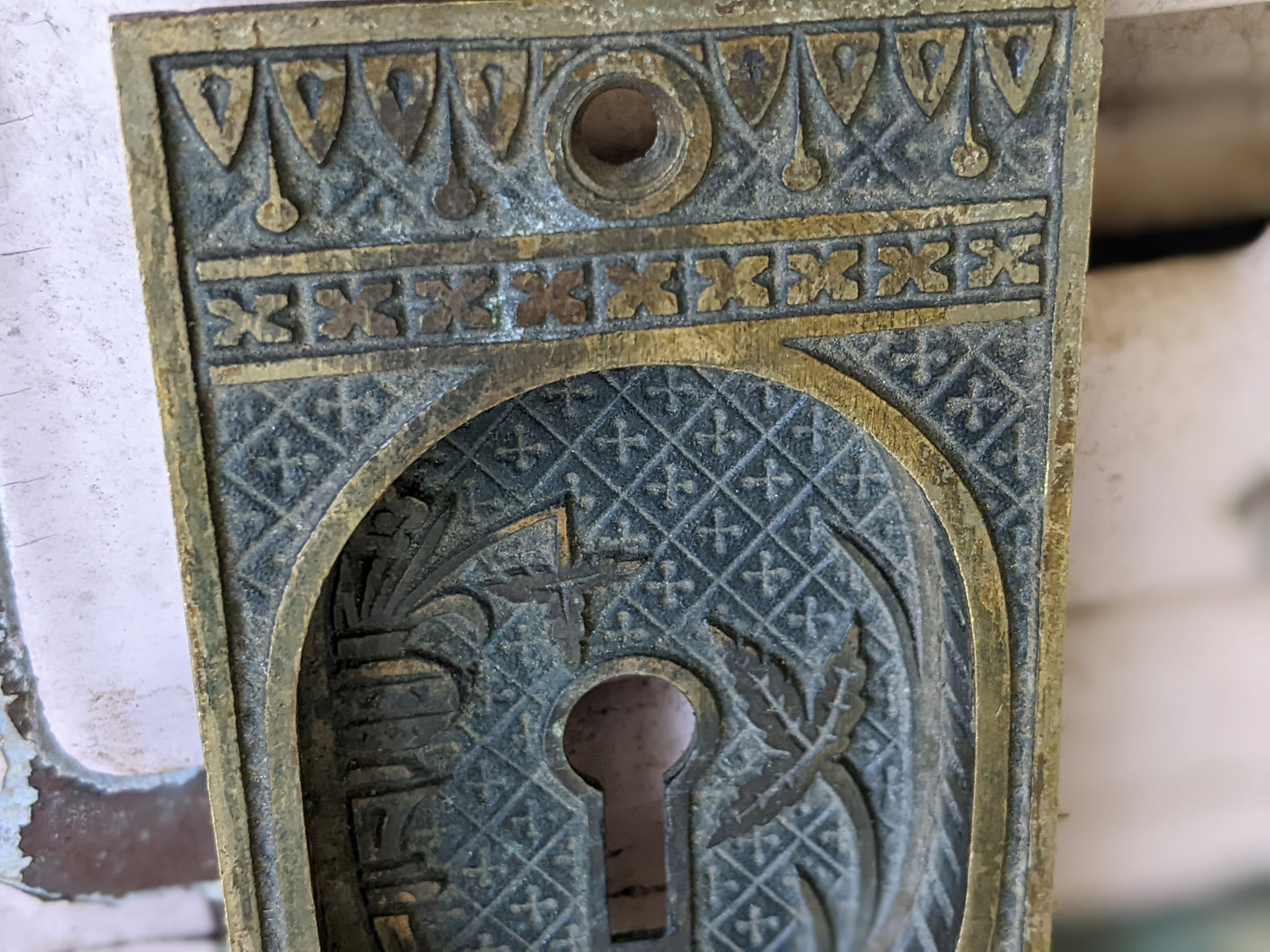 1886 Pocket Door Plate "Broken Leaf" by Lockwood