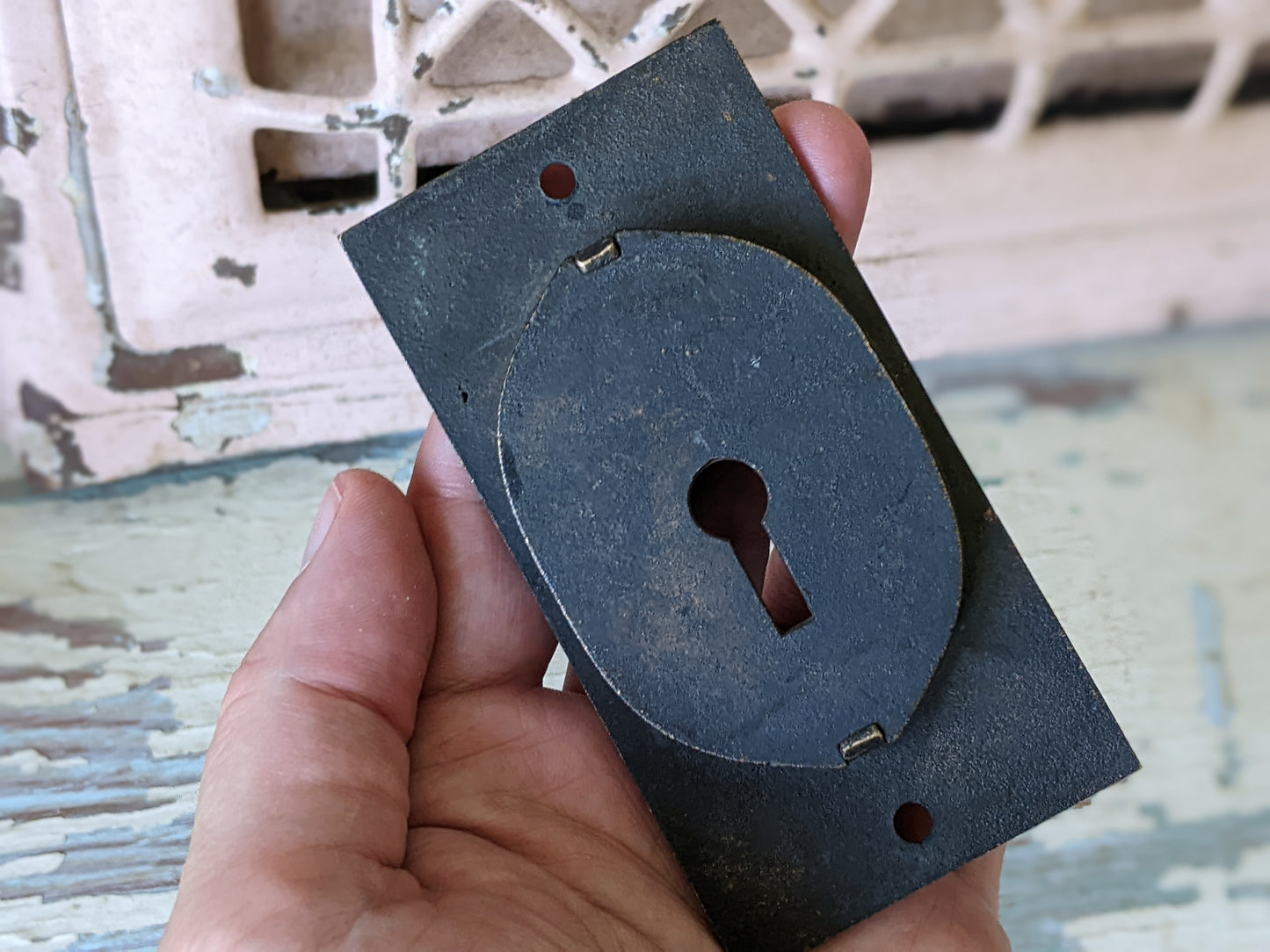 1886 Pocket Door Plate "Broken Leaf" by Lockwood
